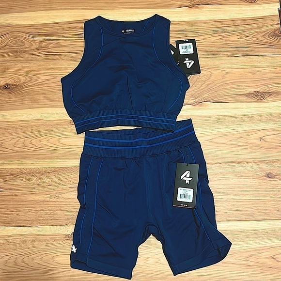 NWT FourLaps Aero Seamless‎ Sports Bra/Short Set Midnight Blue - Size M/L - Picture 1 of 12